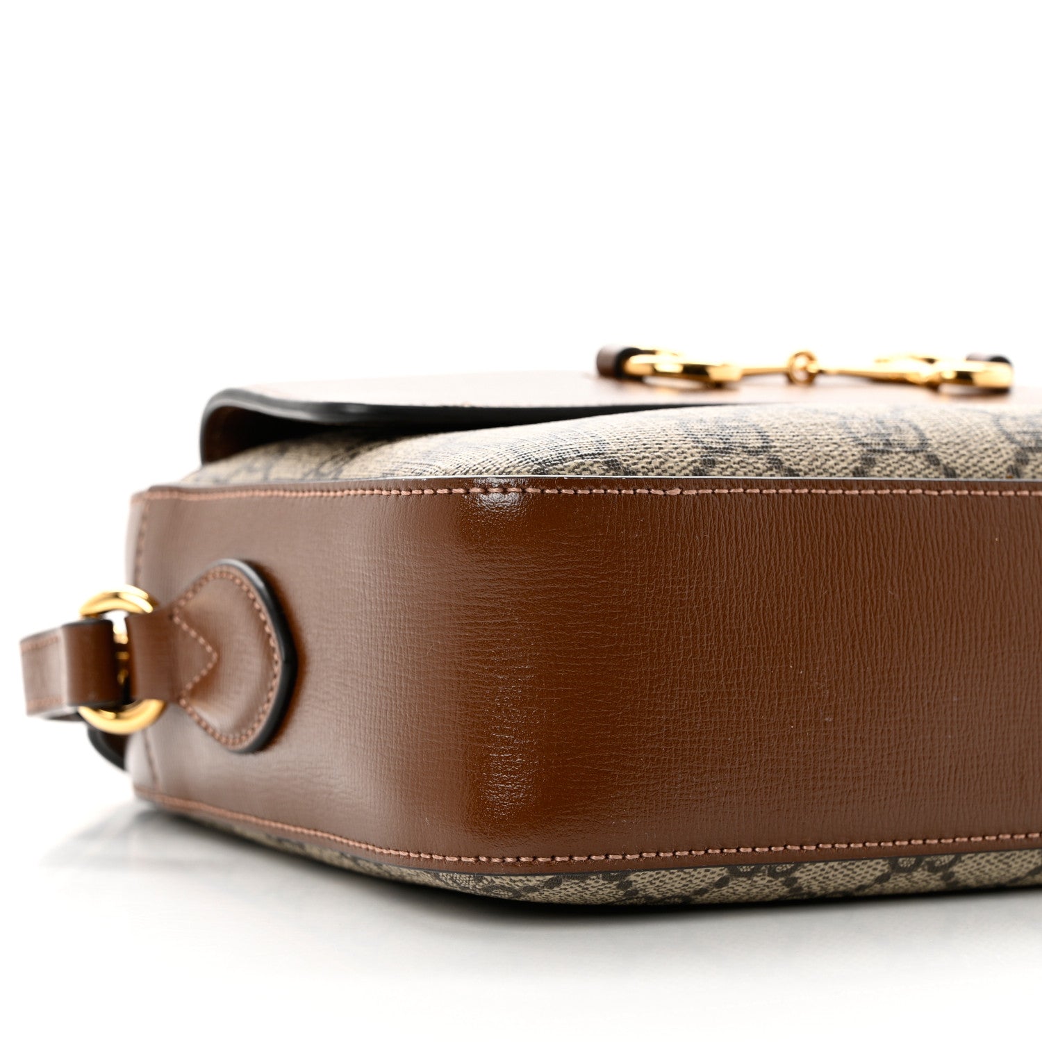 Gucci GG Supreme Monogram Small Horsebit 1955 Shoulder Bag Beige Brown Sugar 8 of 9