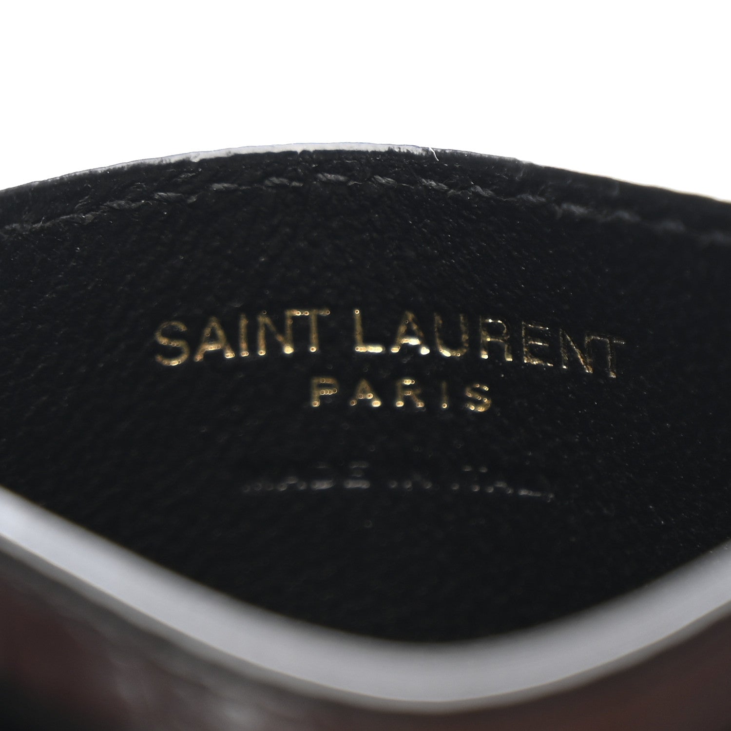 Saint Laurent Calfskin Crocodile Embossed Monogram Tiny Cassandra Credit Card Case Black 6 of 7