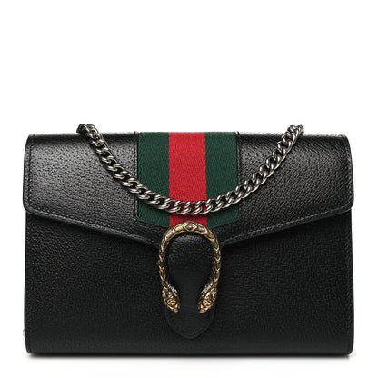 Gucci Calfskin Web Mini Dionysus Chain Wallet Black 1 of 11
