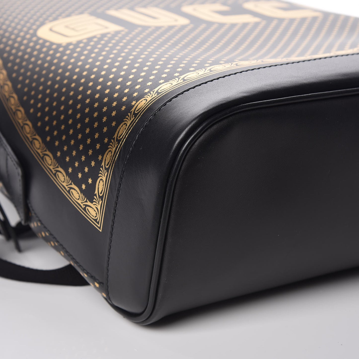 X SEGA Calfskin GUCCY Stars Dome Backpack Black Gold