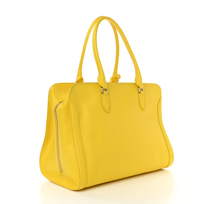 Alexander McQueen Pebbled Calfskin Large Skull Padlock Zip Around Tote Yellow 3 of 13