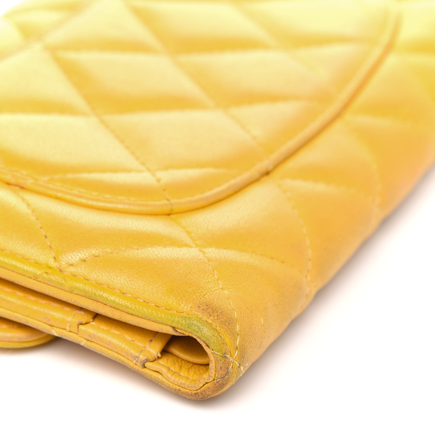 Chanel Lambskin Quilted Large Flap Wallet Yellow 14 of 23