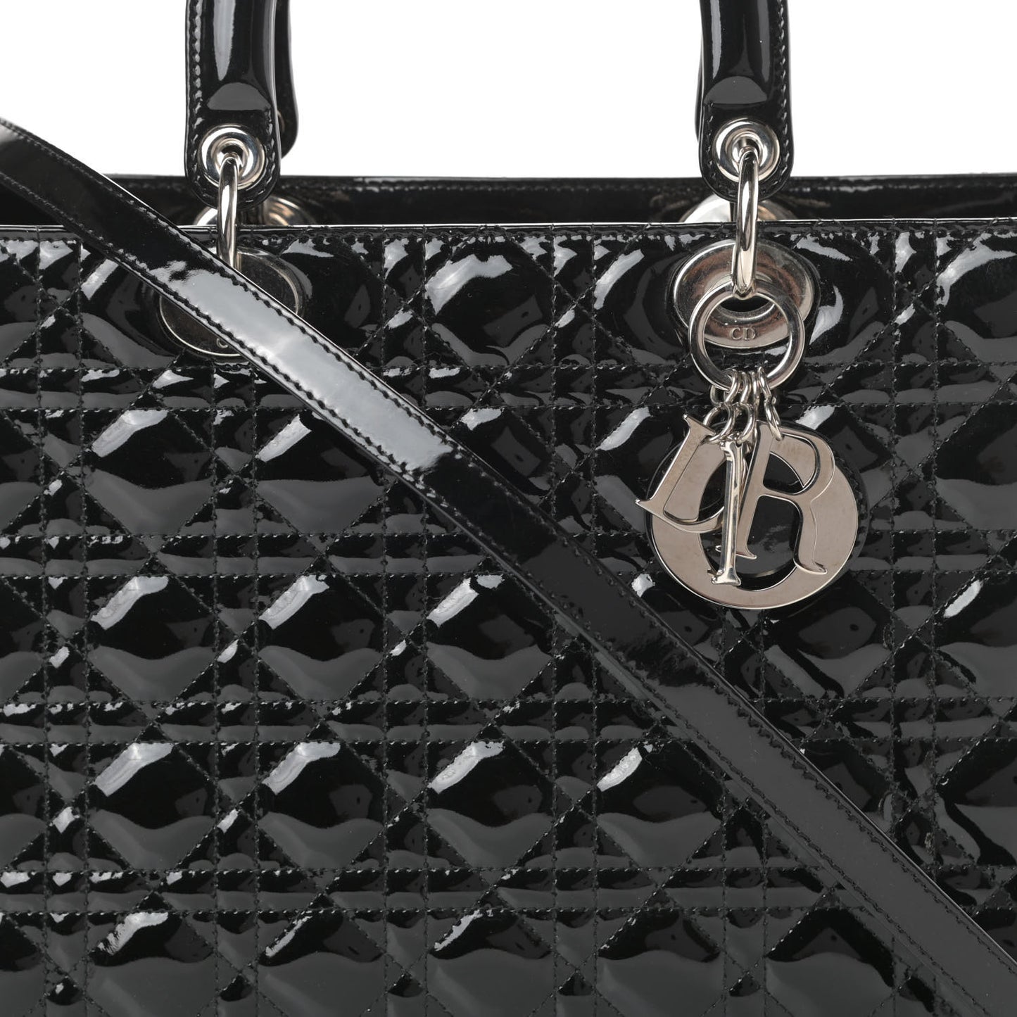 Patent Cannage Large Lady Dior Black