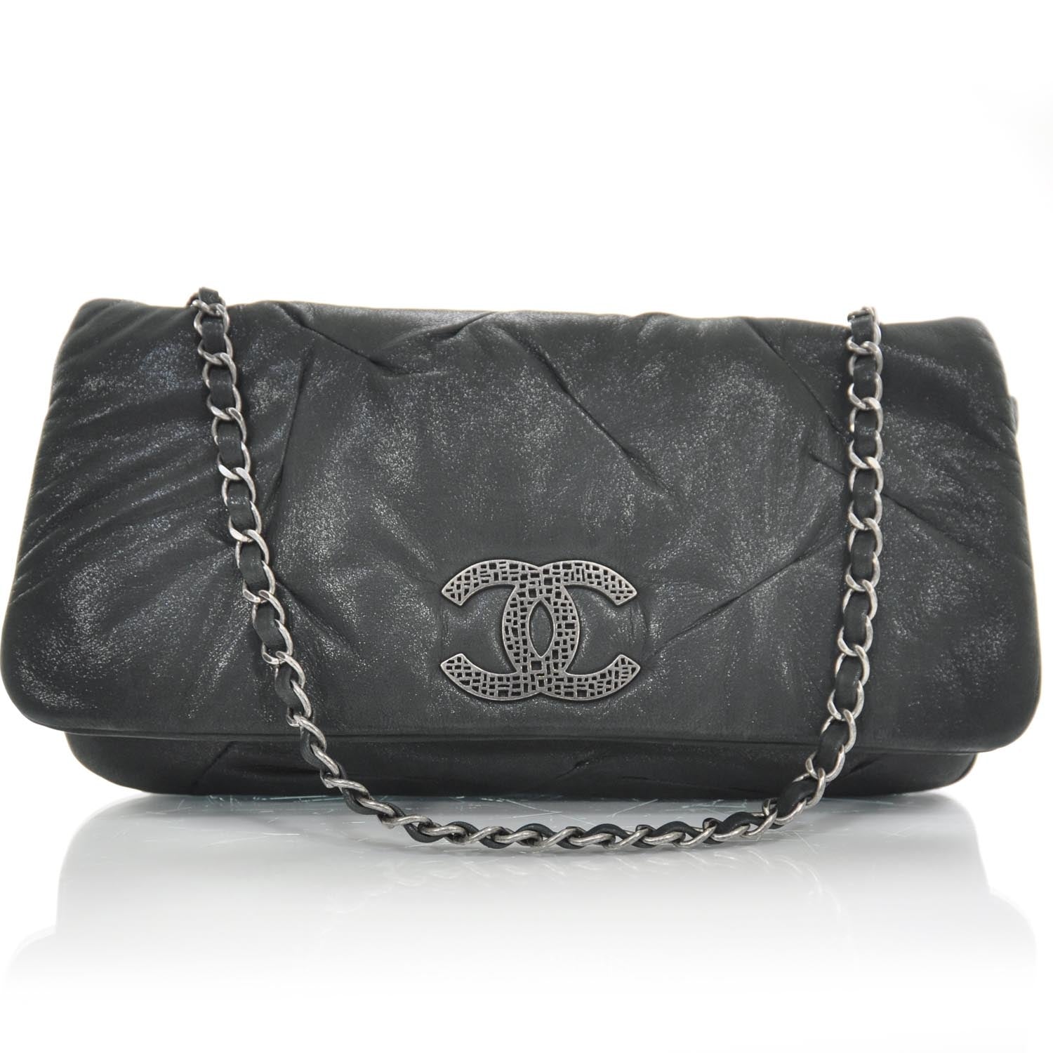 Chanel Iridescent Calfskin Glint Flap Black 1 of 9