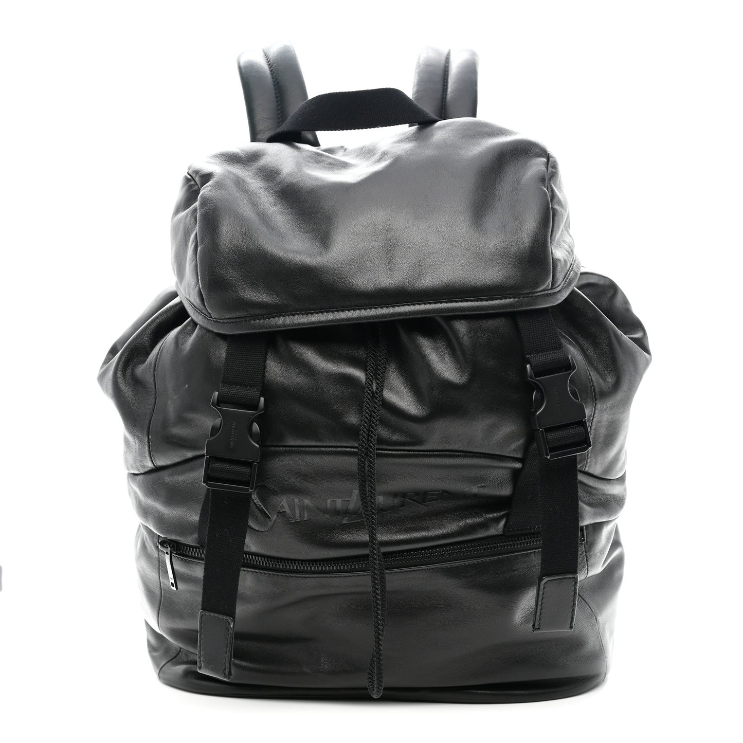 Lambskin Logo Debossed Backpack Black