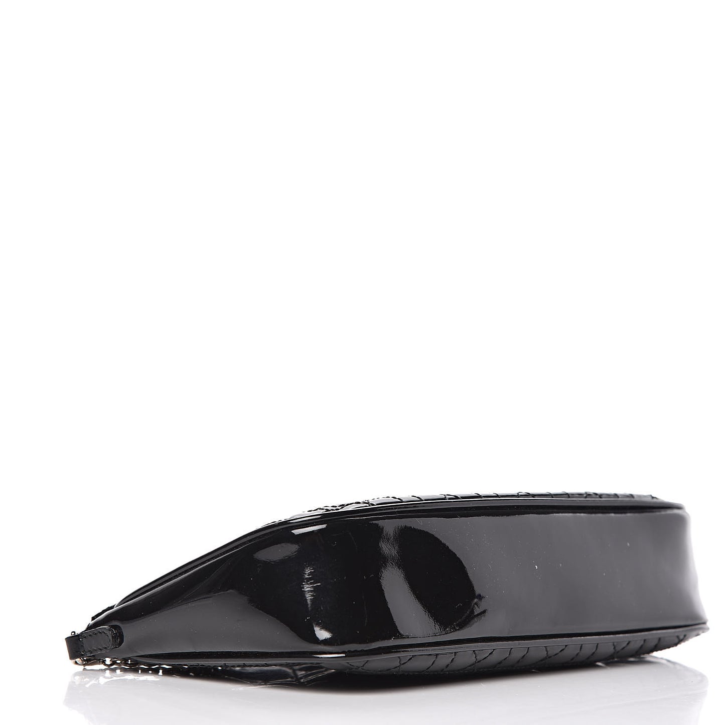 Patent Cannage Chain Pouch Black