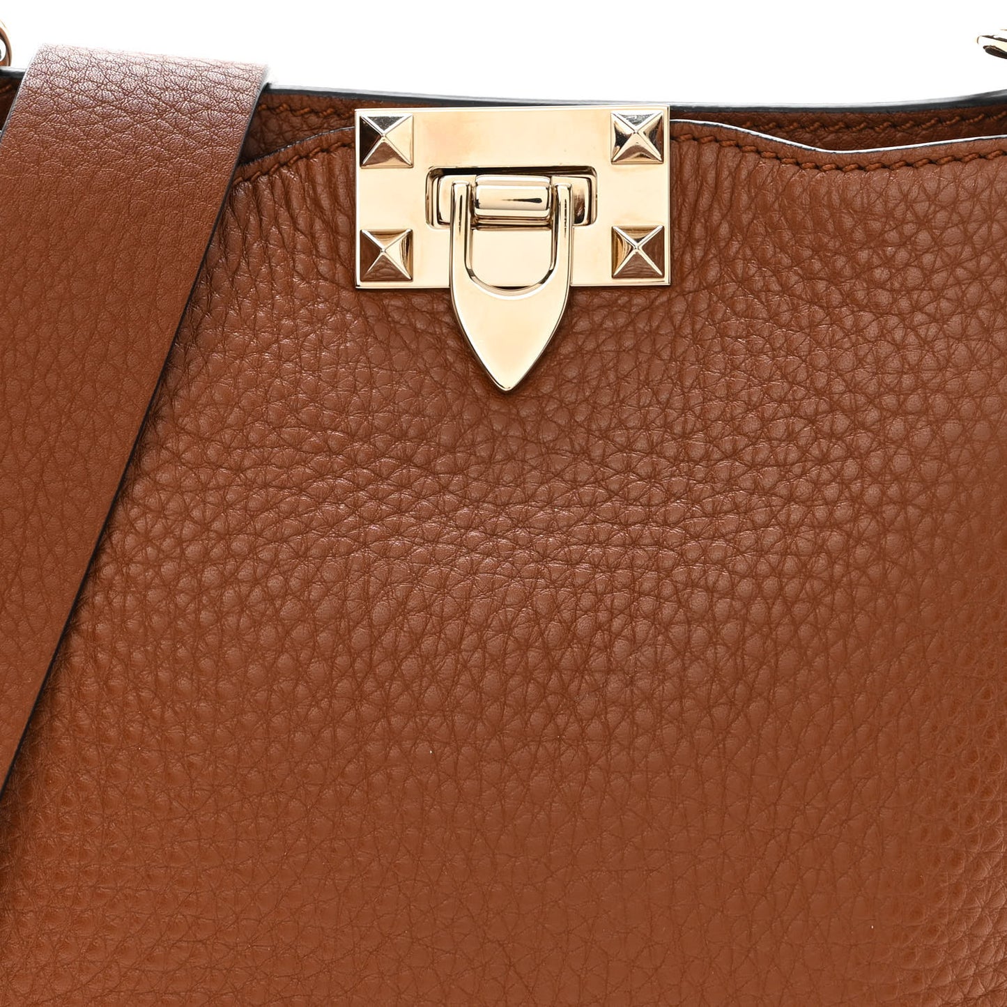Pebbled Calfskin Mini Rockstud Flip-Lock Messenger Bag Light Cuir