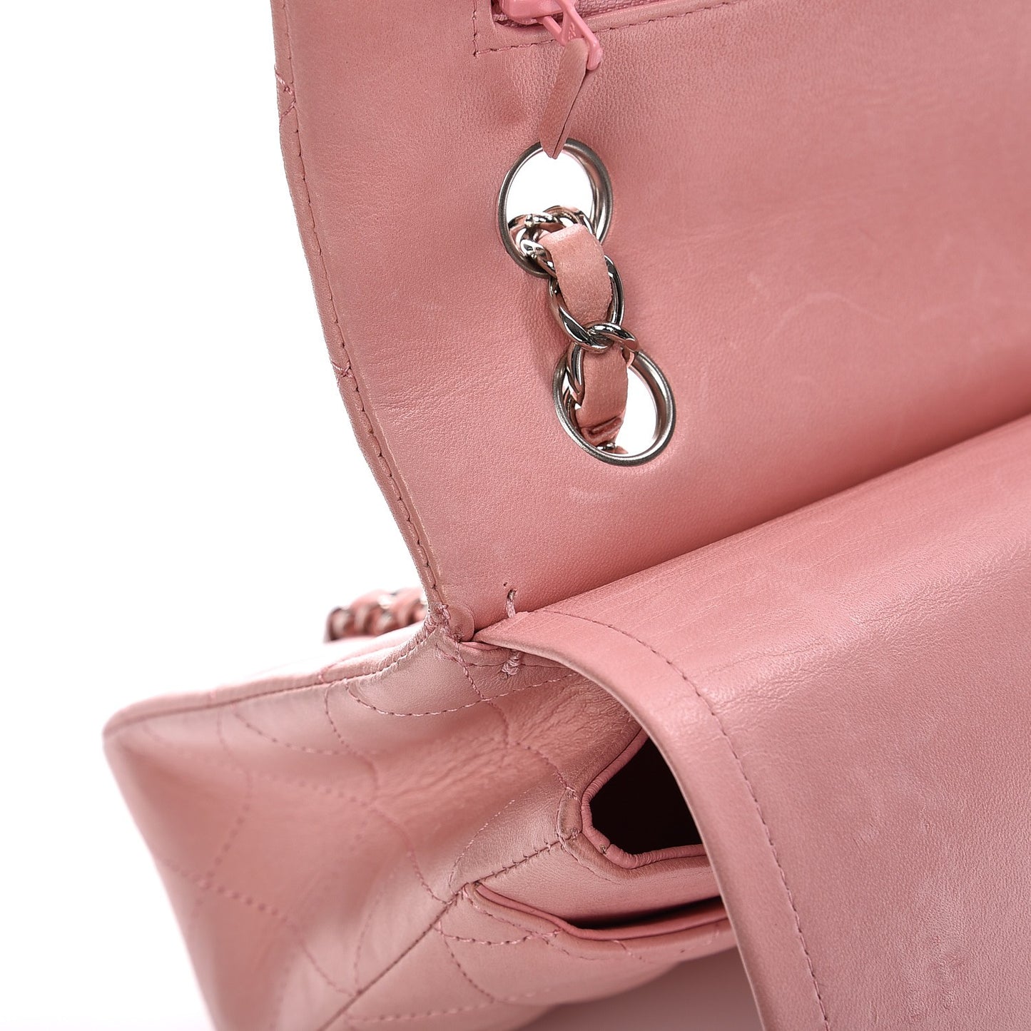 Lambskin Quilted Medium Double Flap Light Pink