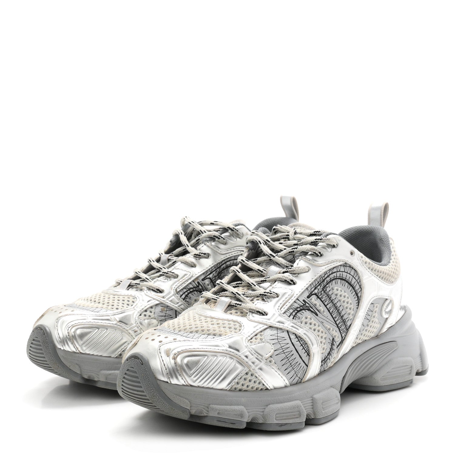 Christian Dior Technical Mesh Dior Chrono Sneakers 38 Silver 4 of 11