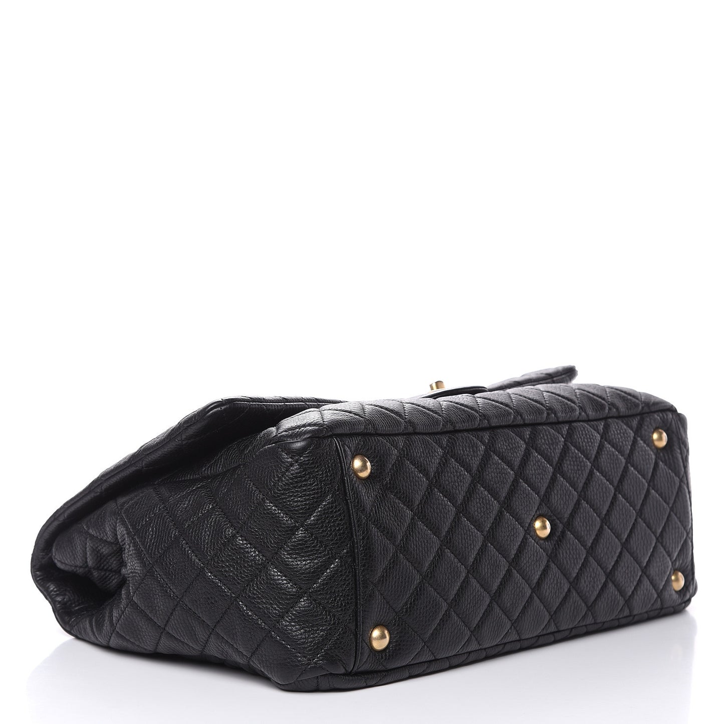 Calfskin Quilted XXL Travel Flap Bag Black