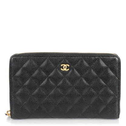 Chanel Caviar Quilted Large Zip Around Organizer Wallet Black 1 of 8
