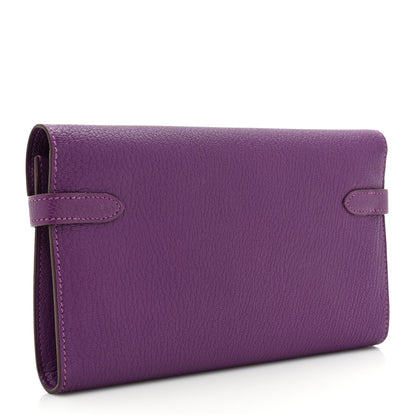Hermes Chevre Mysore Kelly Longue Wallet Violet 3 of 12
