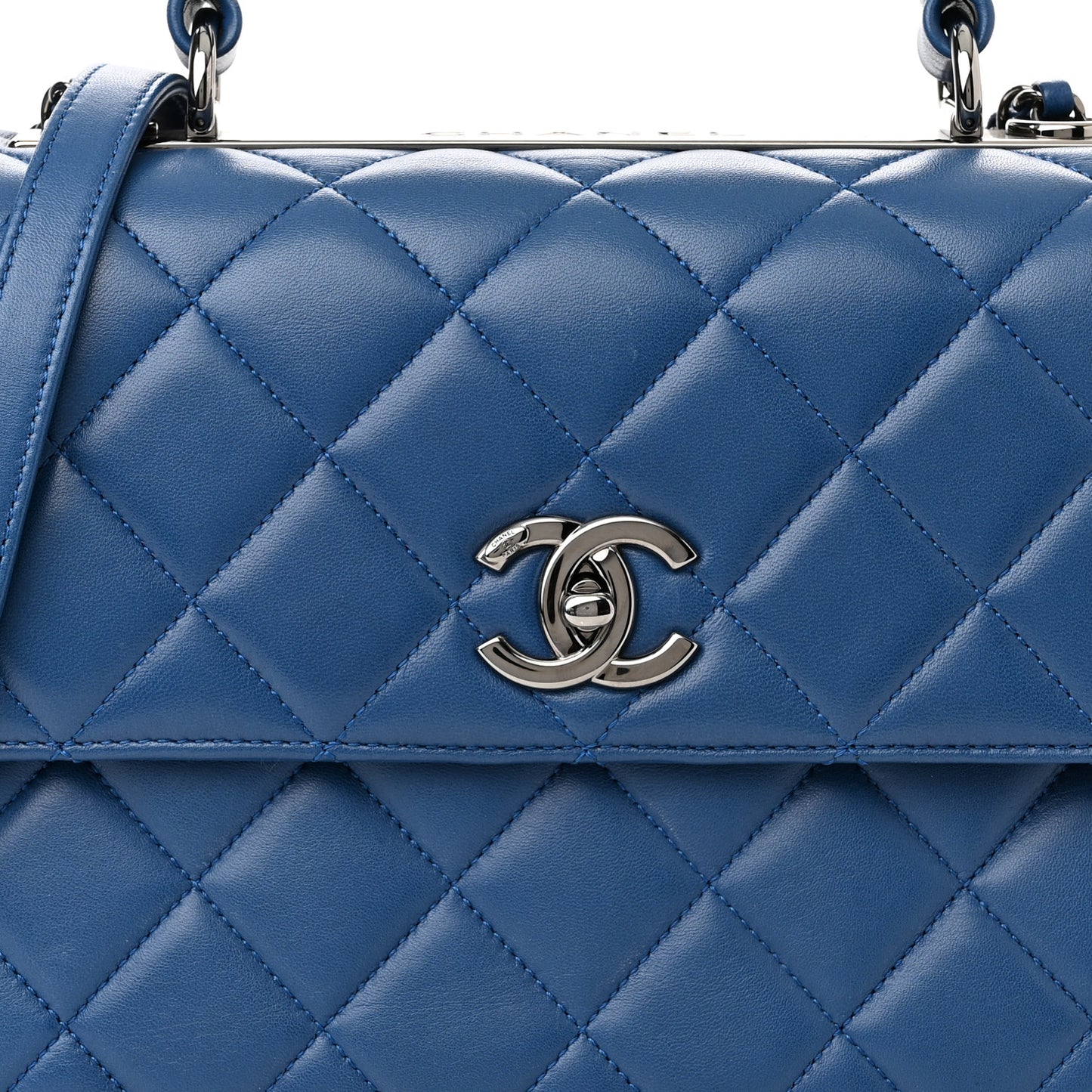 Lambskin Quilted Medium Trendy CC Flap Dual Handle Bag Blue