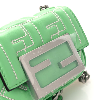 Fendi Nappa Matisse FF Embossed Nano Maxi Buckle Baguette Charm Edamame 12 of 15