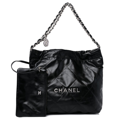 Chanel Shiny Calfskin Quilted Small Chanel 22 Black 1 of 10