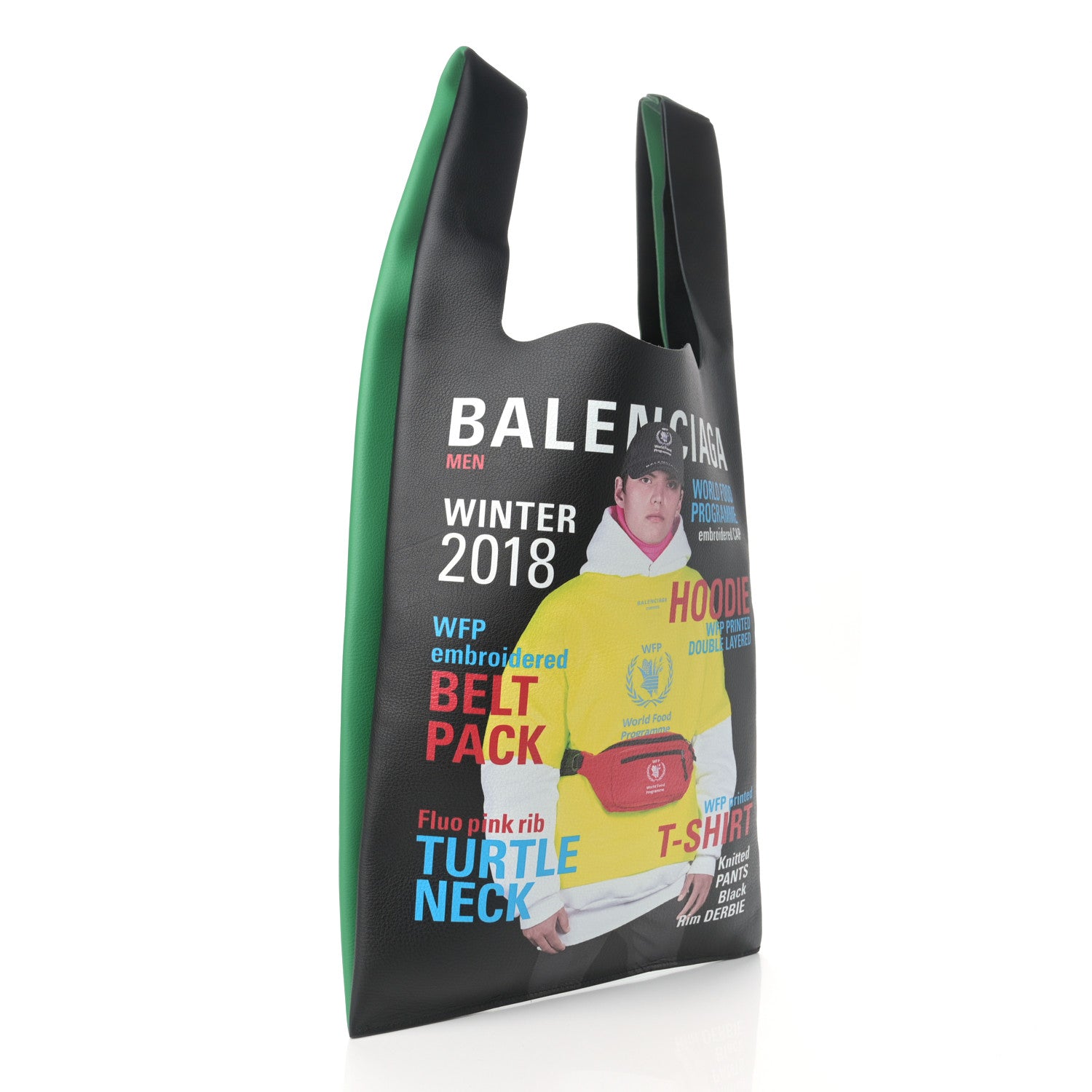 Balenciaga Grained Calfskin Winter 18 Campaign Medium Supermarket Tote Green Black 4 of 13