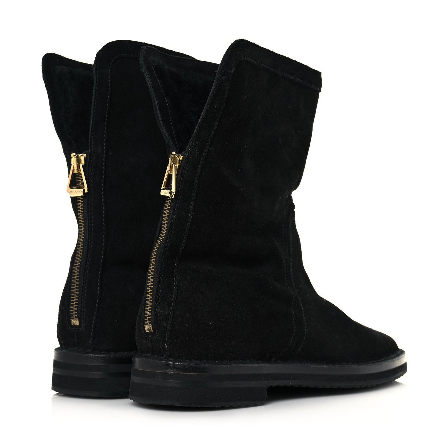 Suede Zip Boots 38.5 Black