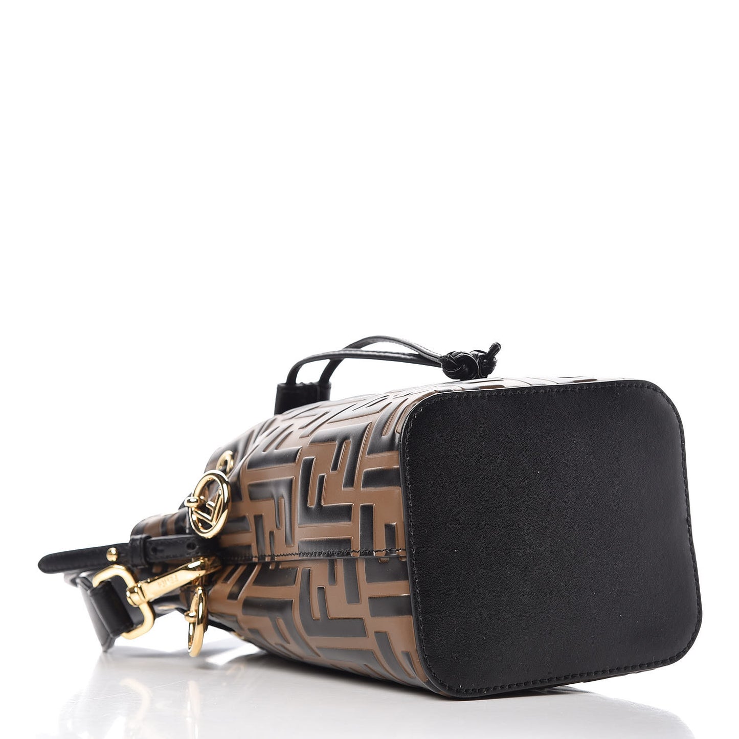 Vitello Liberty F is Fendi Bi-Color FF 1974 Embossed Mini Mon Tresor Bucket Bag Maya Black