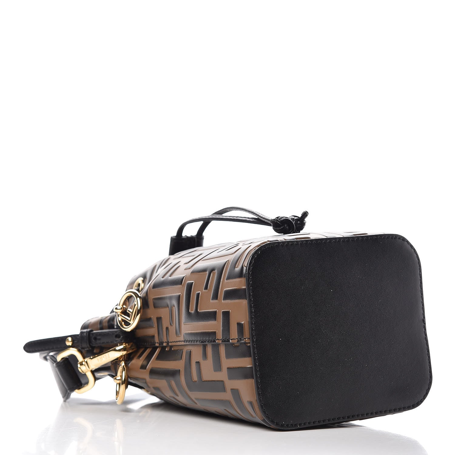 Fendi Vitello Liberty F is Fendi Bi-Color FF 1974 Embossed Mini Mon Tresor Bucket Bag Maya Black 4 of 7