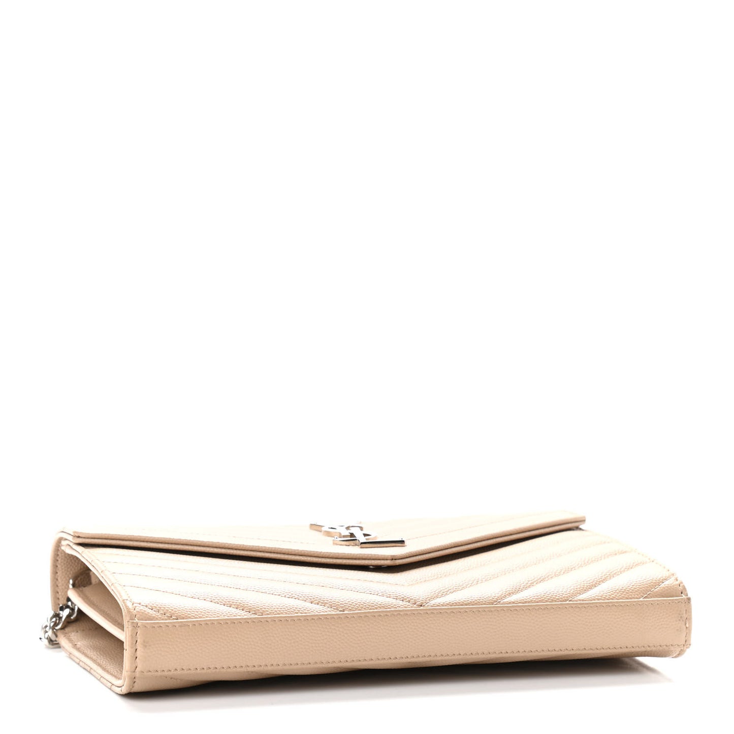 Grain De Poudre Matelasse Chevron Monogram Chain Wallet Nude Powder