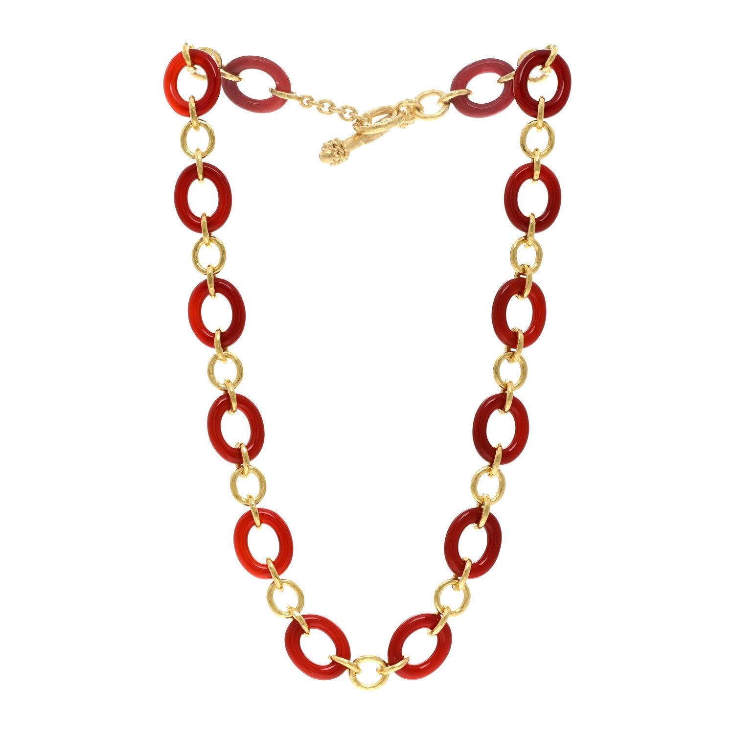 Elizabeth Locke ELIZABETH LOCKE 19K Yellow Gold Carnelian Link Necklace 17" 3 of 5