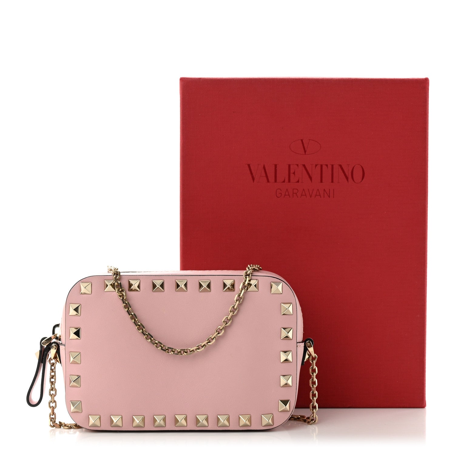 Valentino Garavani Calfskin Small Rockstud Chain Camera Crossbody Bag Loto 10 of 10