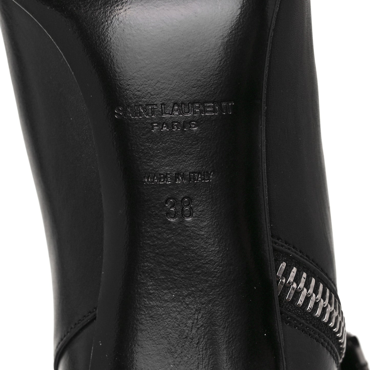 Calfskin Fold Over Ankle Boots 38 Black White