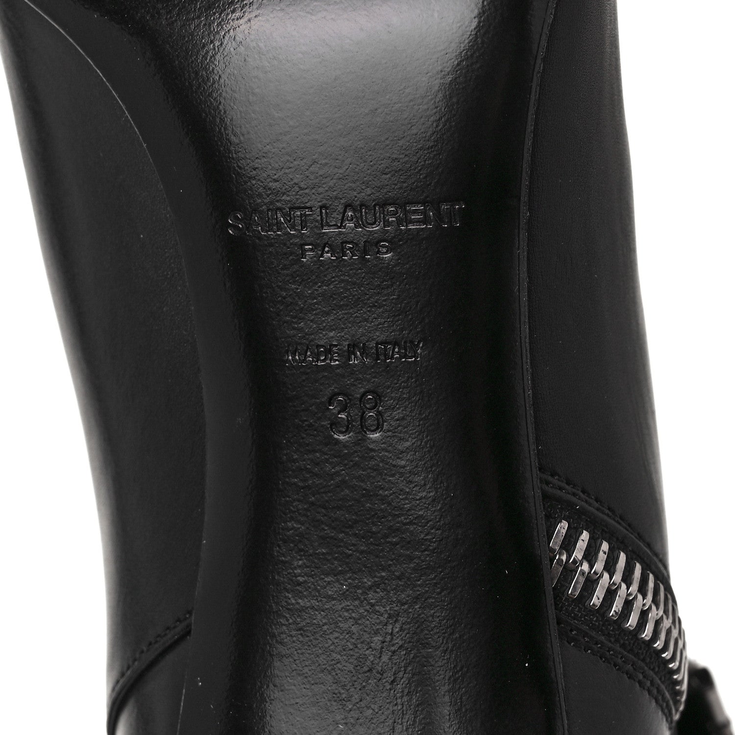 Saint Laurent Calfskin Fold Over Ankle Boots 38 Black White 6 of 7