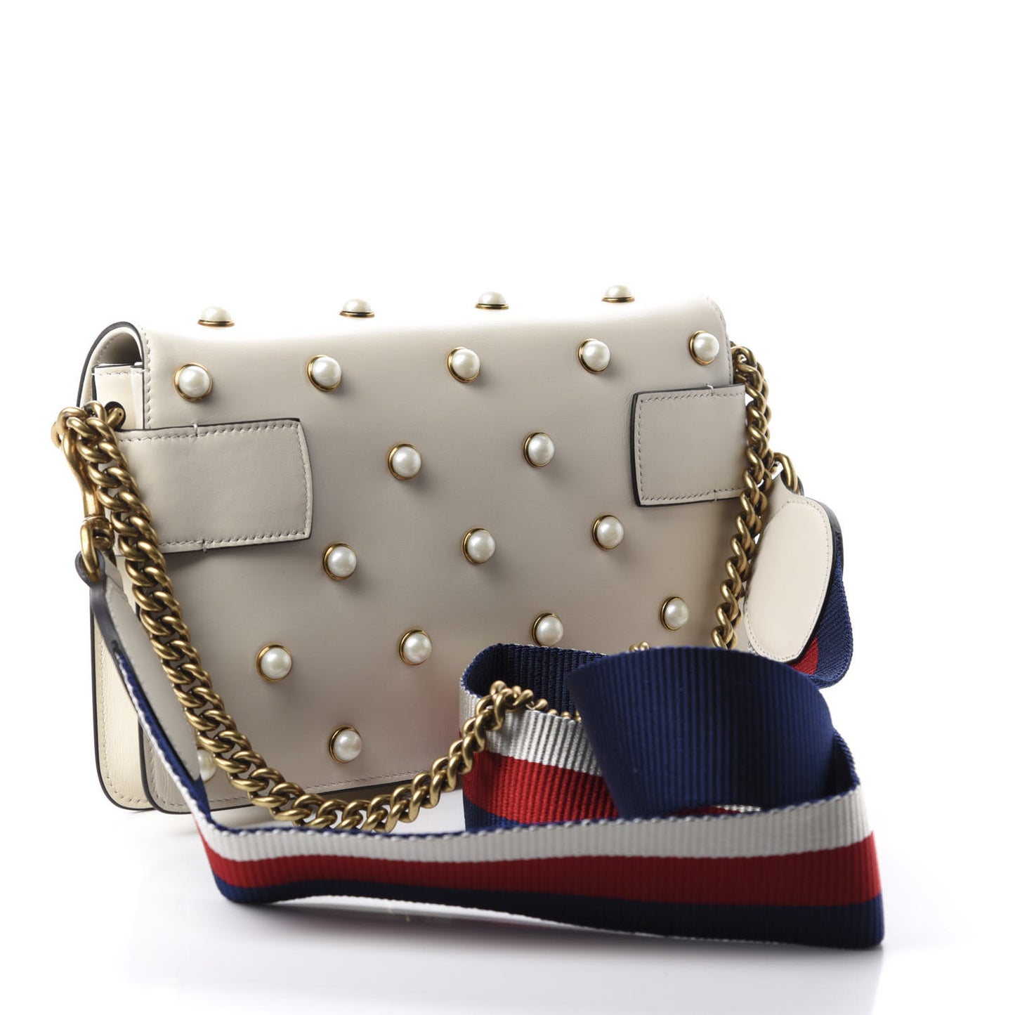 Nappa Pearl Studded Mini Queen Margaret Broadway Shoulder Bag Mystic White