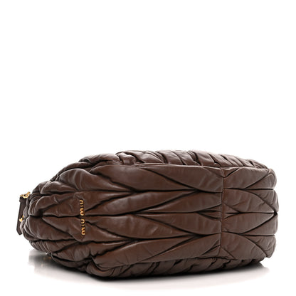 Miu Miu Nappa Matelasse Top Handle Satchel Brown 3 of 6