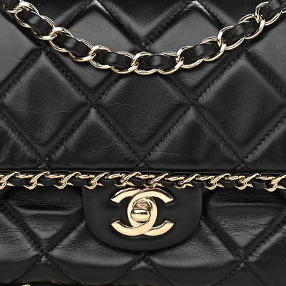 Chanel Crumpled Calfskin Medium Chain All Over Flap Black 7 of 14