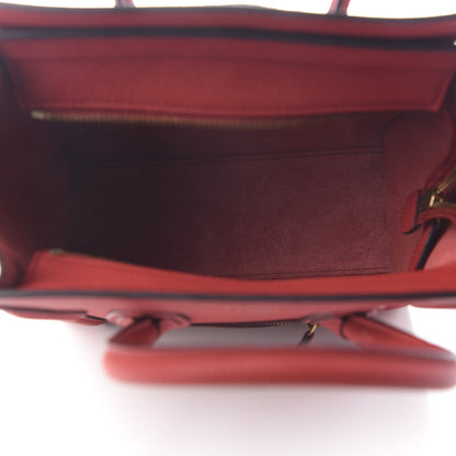 Celine Drummed Calfskin Nano Luggage Red 4 of 11