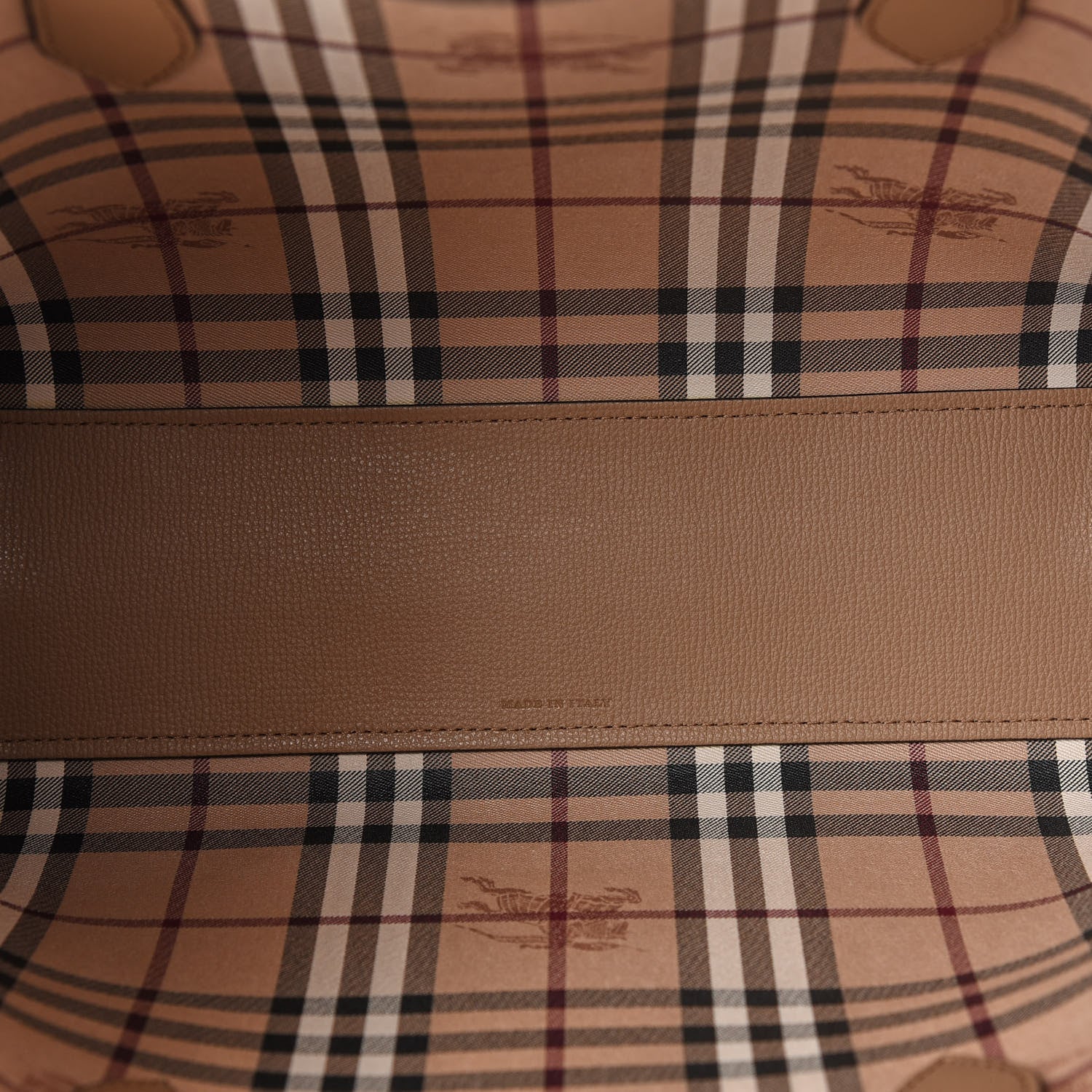 Burberry Grainy Calfskin Haymarket Check Small Reversible Tote Mid Camel 9 of 15