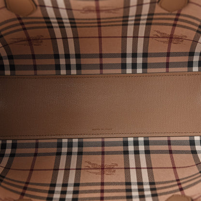 Burberry Grainy Calfskin Haymarket Check Small Reversible Tote Mid Camel 9 of 15