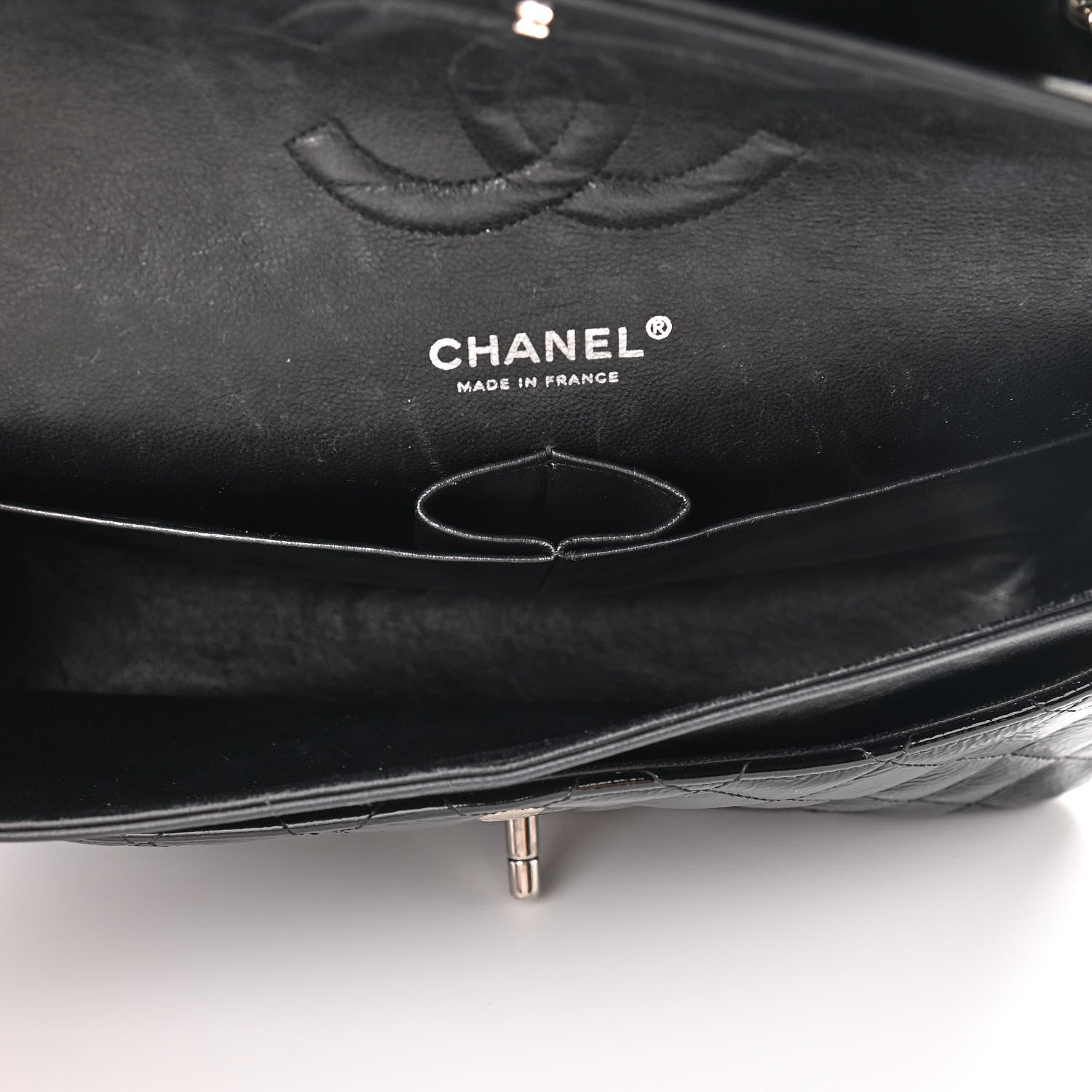 Chanel Distressed Patent Quilted Medium Double Flap Black 5 of 14