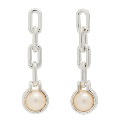 Tiffany Sterling Silver Pearl HardWear Triple Link Earrings 1 of 4