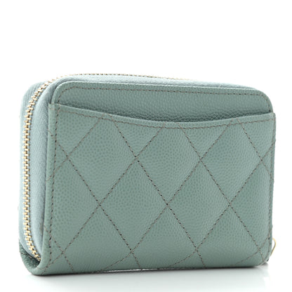 Chanel Caviar Quilted Zip Around Coin Purse Wallet Dark Green 3 of 10