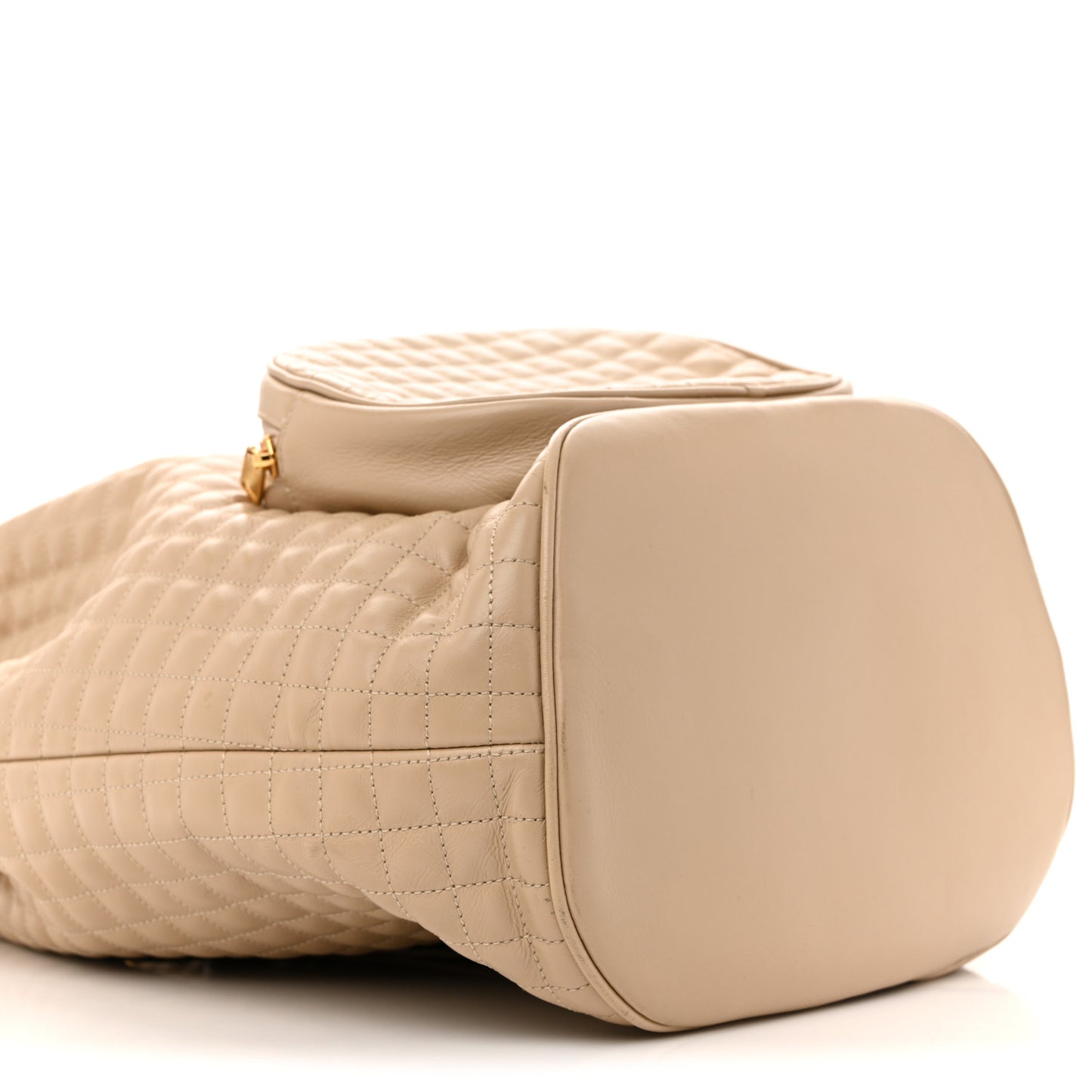 Calfskin Quilted Medium C Backpack Beige