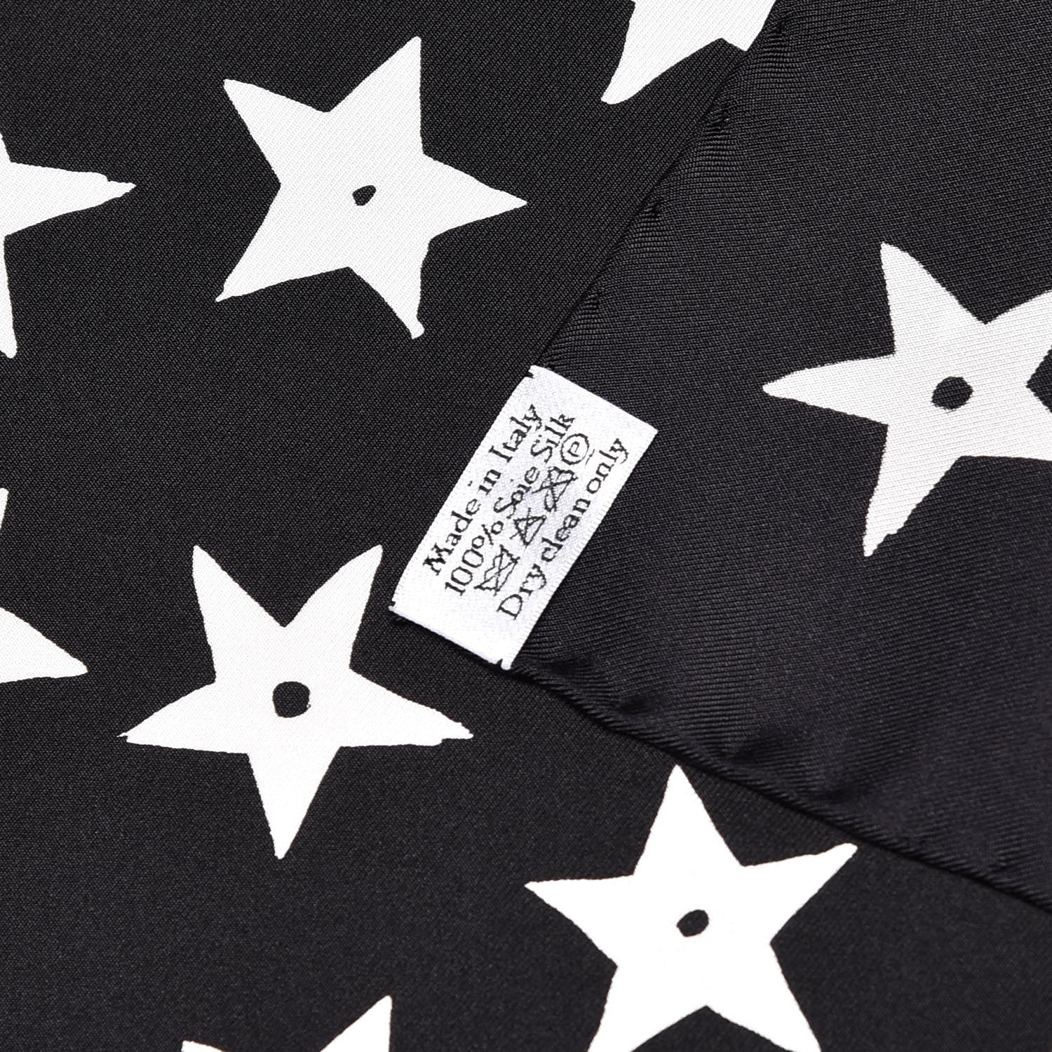 Christian Dior Silk Dior's Star Print Square Scarf Black 3 of 3
