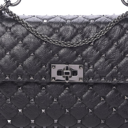 Valentino Garavani Craquele Nappa Medium Rockstud Spike Shoulder Bag Black 10 of 10