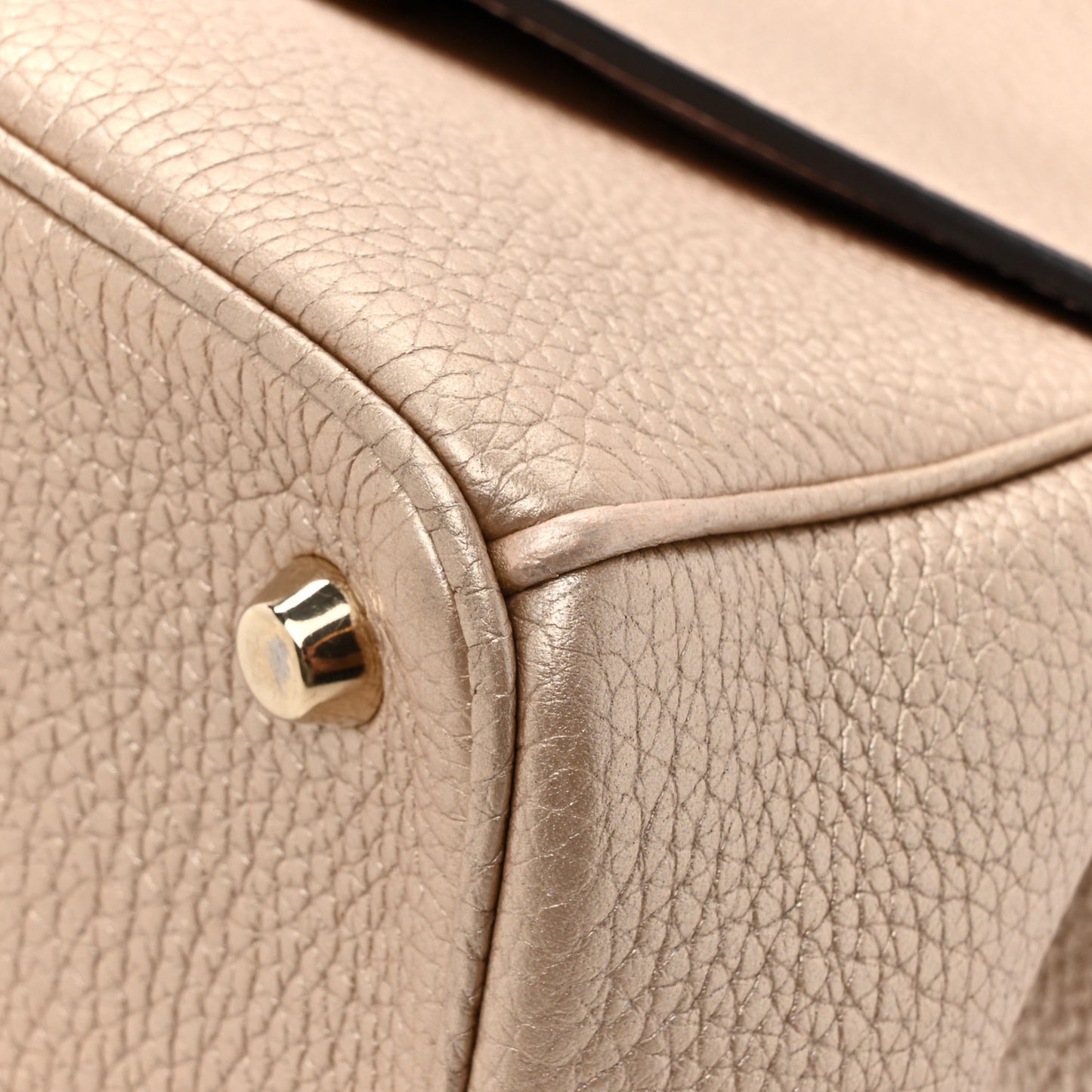 Metallic Bullcalf Small Be Dior Flap Pale Gold