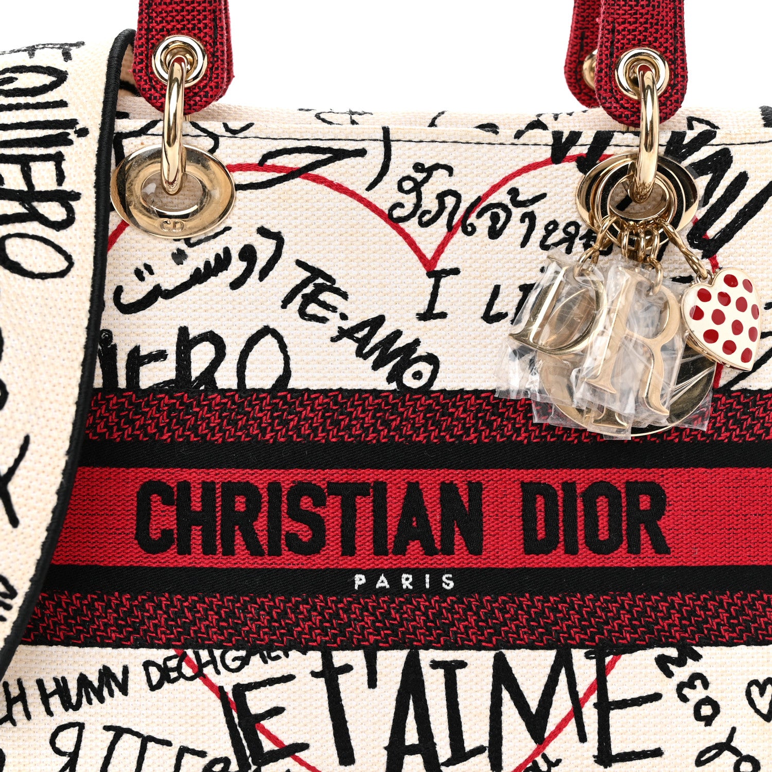 Christian Dior Canvas Medium DiorAmour Graffiti Lady D-Lite Latte 8 of 10