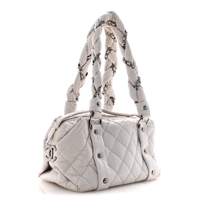 Chanel Distressed Lambskin Vintage Ligne Lady Braid Small Tote White 3 of 13