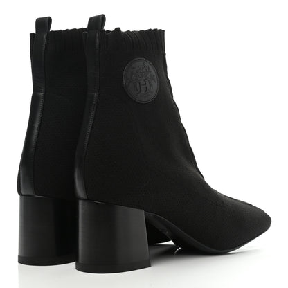 Hermes Knit Calfskin Volver Ankle Boots 39 Black 4 of 7