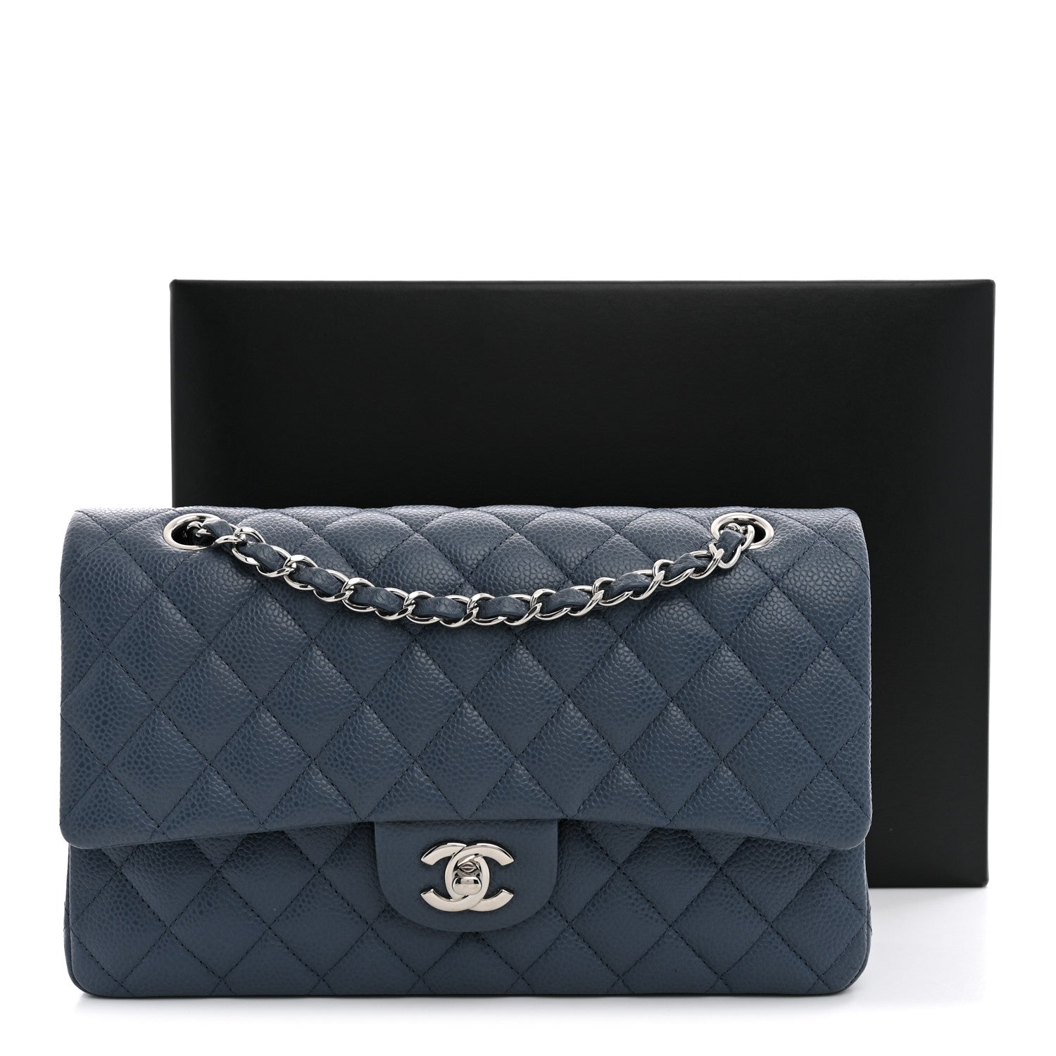 Chanel Caviar Quilted Medium Double Flap Blue 11 of 11