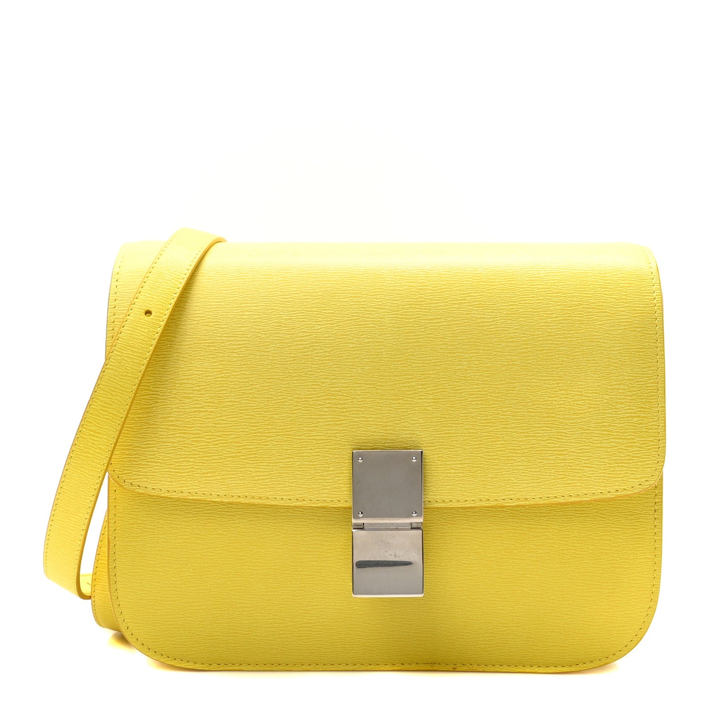 Liege Calfskin Medium Classic Box Flap Bag Fluo Yellow