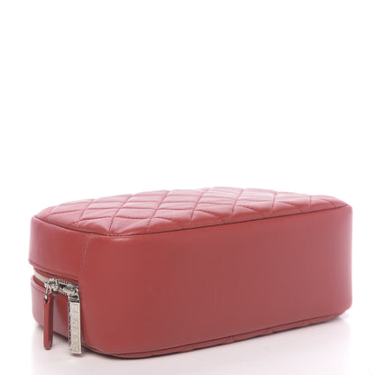Chanel Lambskin Quilted Medium Curvy Pouch Cosmetic Case Red 4 of 9
