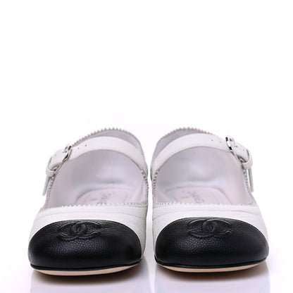 Chanel Calfskin Mary Jane Flats 35 White Black 2 of 11