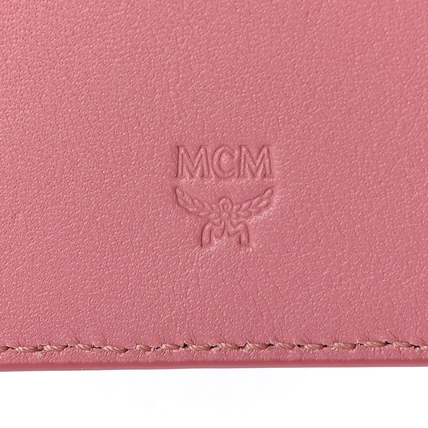 MCM Calfskin Cassette Key Ring Card Holder Pink 3 of 4