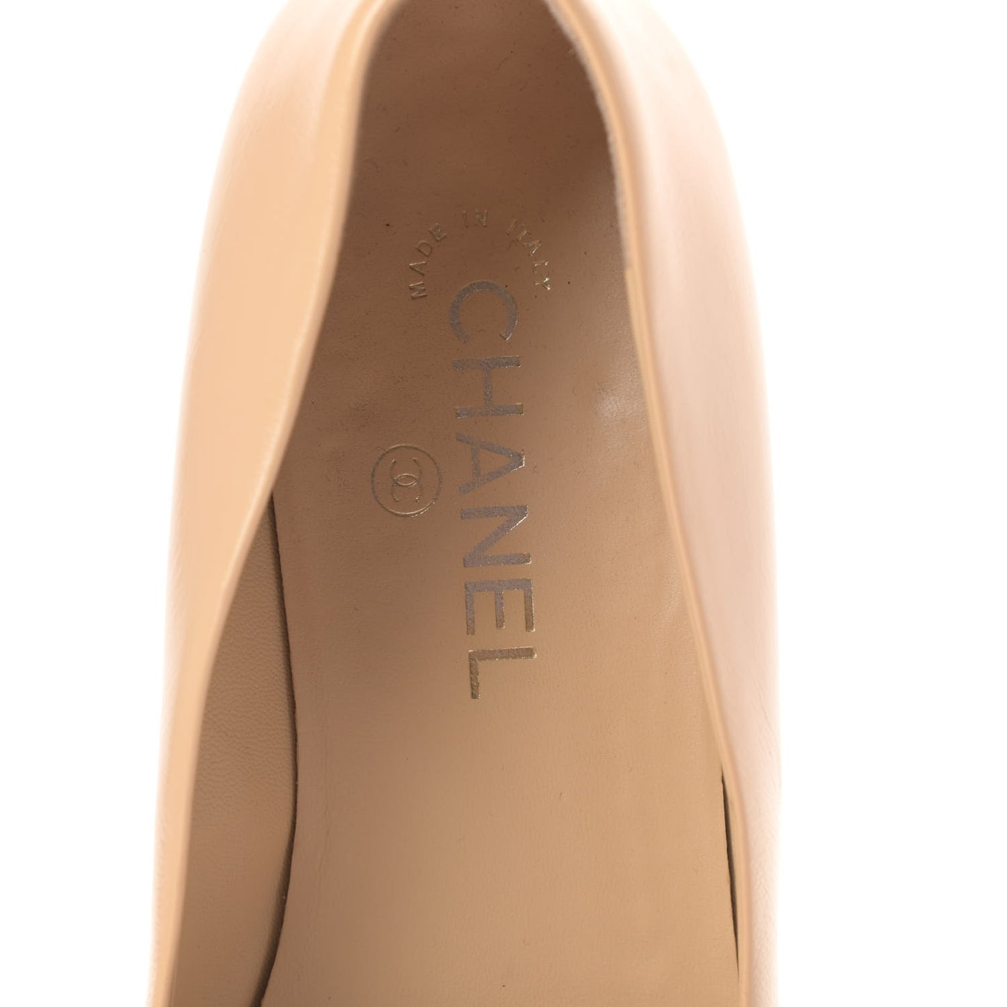 Lambskin Patent Cap Toe CC Ballerina Flats 40 Beige Black